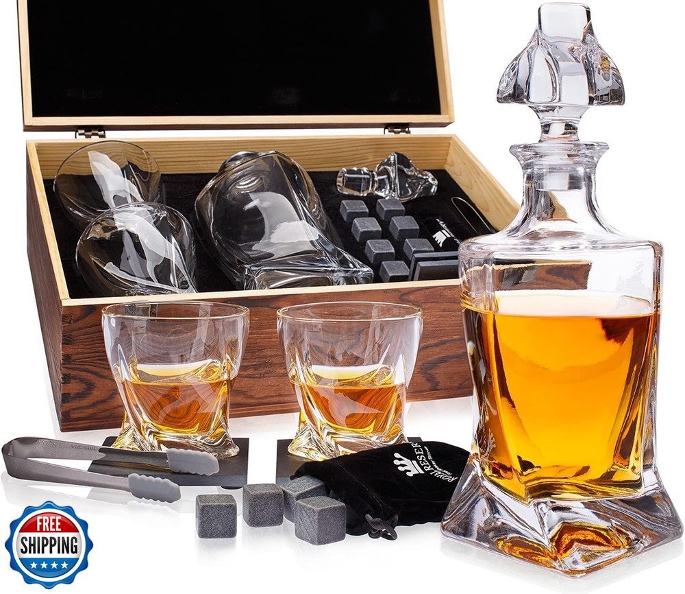 Whiskey Decanter Set by Royal Reserve – Whiskey Gift Set - Twisted Bourbon De
