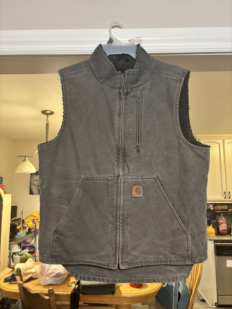 Carhartt Sandstone Sherpa-Lined Vest “Gravel” Light Fade