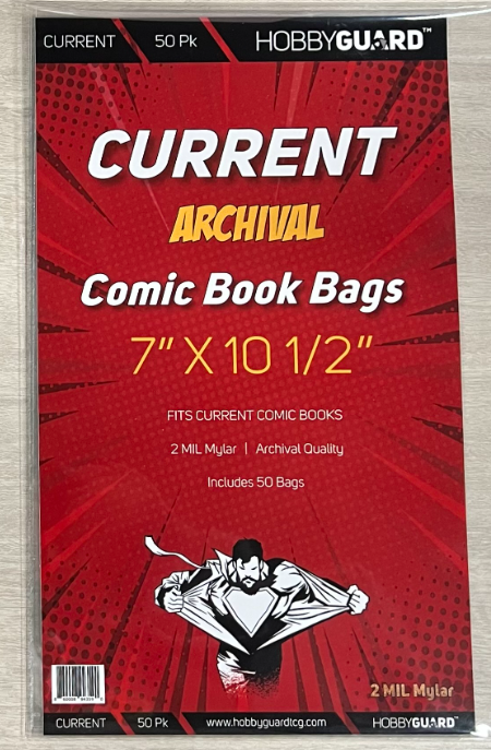 50 Current 2 Mil Archival MYLAR Comic Book Bags HOBBYGUARD 7