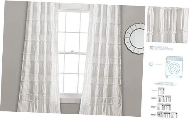 Nova Ruffle Window Curtain Panel Pair, 84