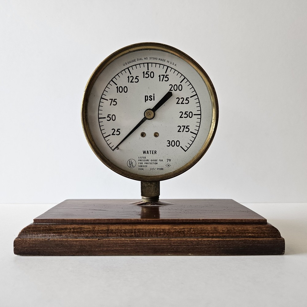 Unique Wood Desk Display Of U.S. Gauge Dial No. 37590 P1590 Office, Shelf, Gift