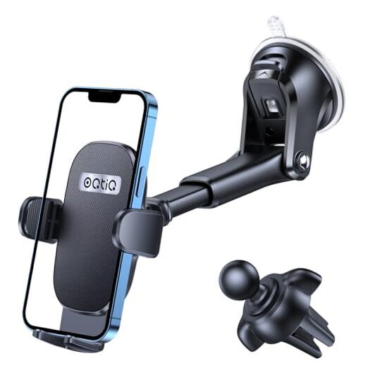 Car Phone Holder Windscreen Mount, Dashboard Phone Holder, Strong Black