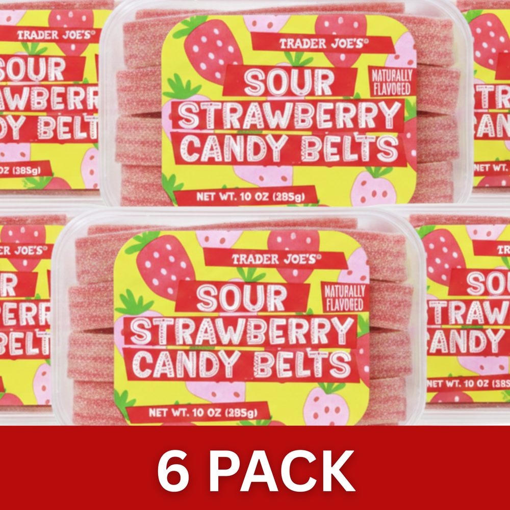 🍓Trader Joe’s Sour Strawberry Candy Belts 10oz Each (6 Pack) Bulk Fresh