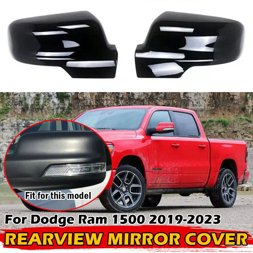 For Dodge Ram 1500 2019-2023 2x Rearview Side Mirror Cover Wing Cap Trim Add on