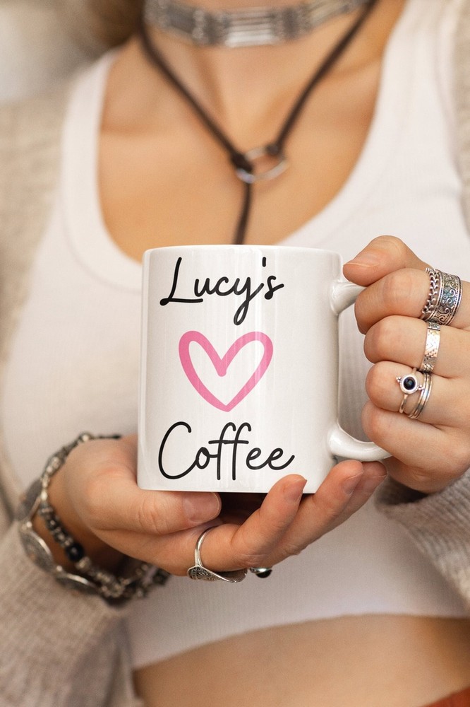 Personalised Valentines Day Heart Mug with Custom Name for Coffee Lovers
