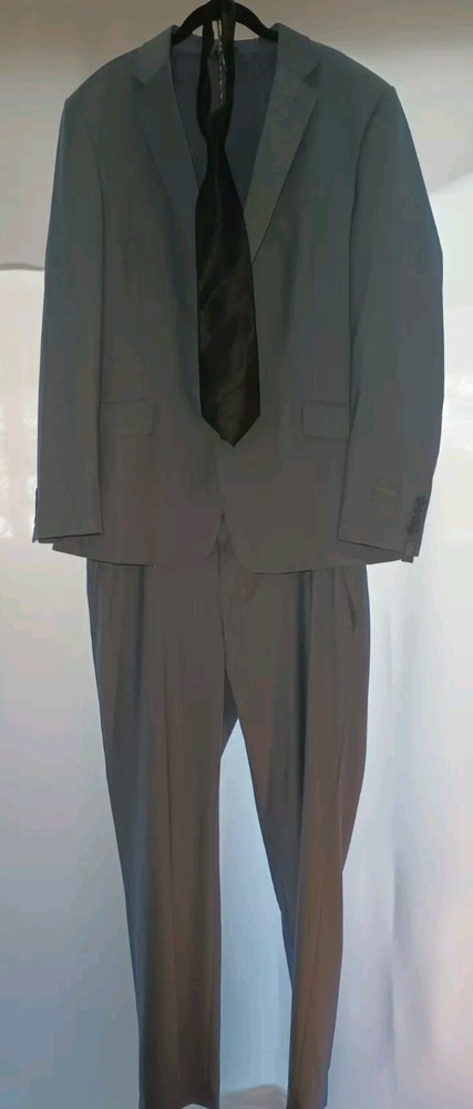 Madison Fratello Modern Fit Stretch Blue Sport Coat Blazer Jacket Pants & Tie