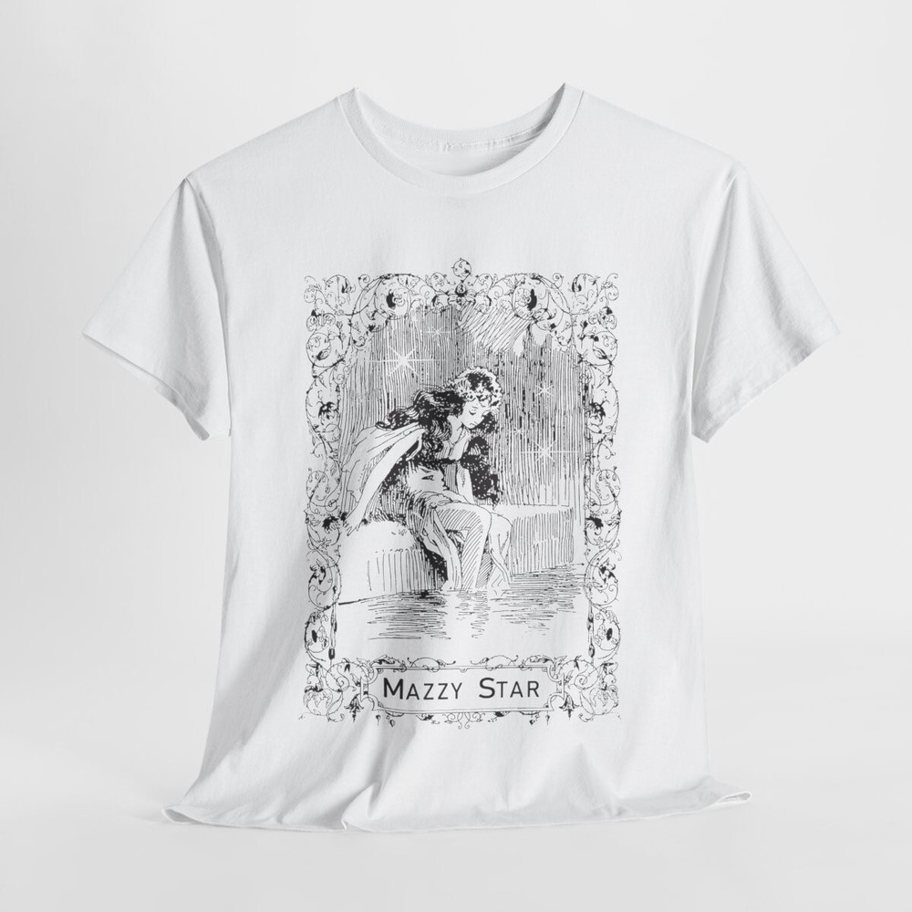 Mazzy Star Vintage T-Shirt- Mazzy Star Line Drawing Whimsical Mermaid,Unisex Tee