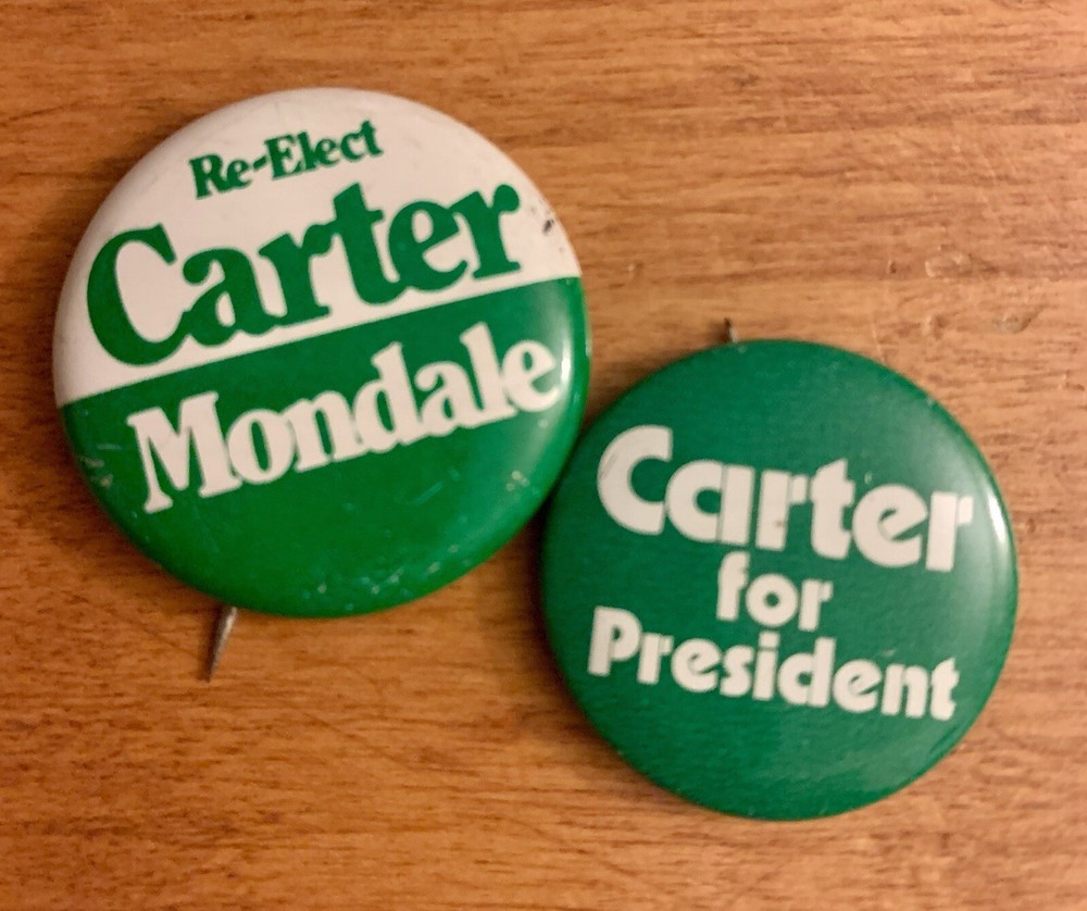 1976 Political Campaign Button Pin Democrats Jimmy Carter Mondale Official Lot