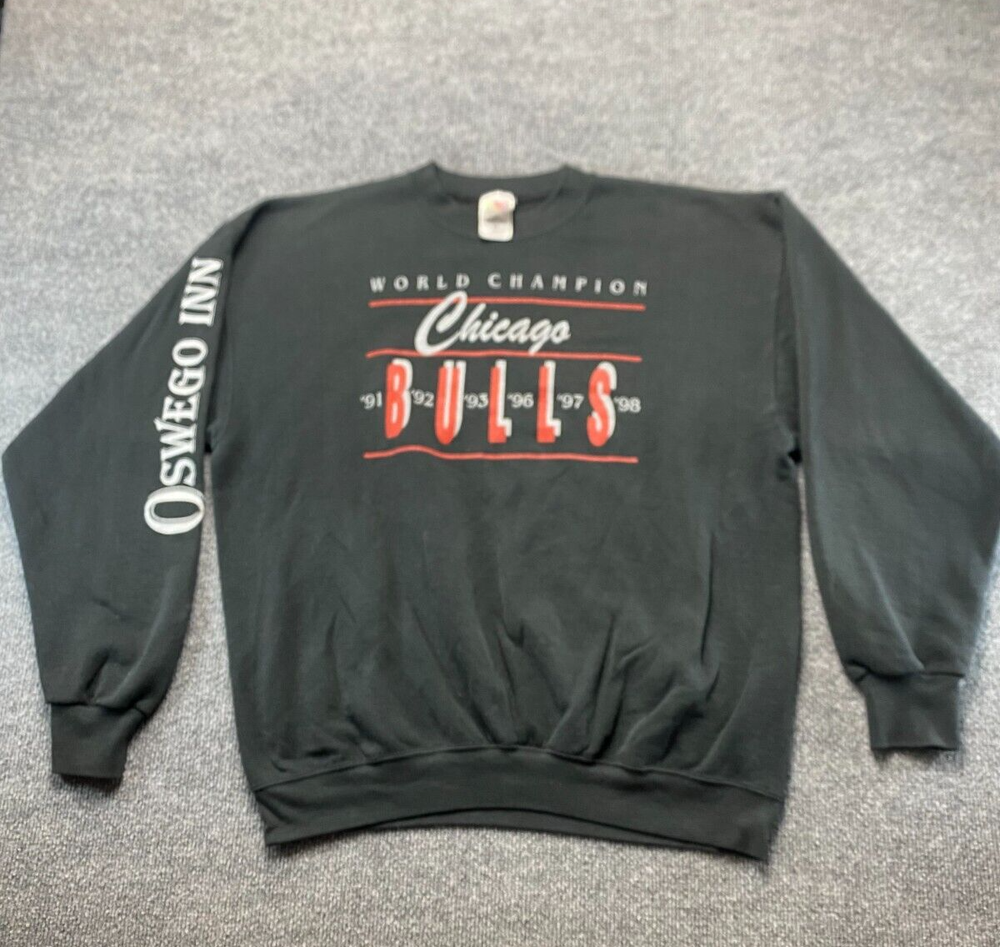 Vintage Chicago Bulls Sweater Mens XL Crewneck Black Red 90s