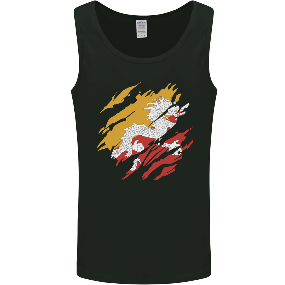 Torn Bhutan Flag Bhutanese Day Football Mens Vest Tank Top