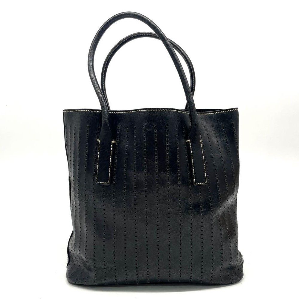 Prada Black Leather Triangle Logo Arm Holder Handbag Pre-Owned