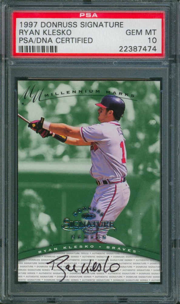 1997 Donruss Signature Millennium Marks RYAN KLESKO Auto Rare SP PSA 10 Pop 1