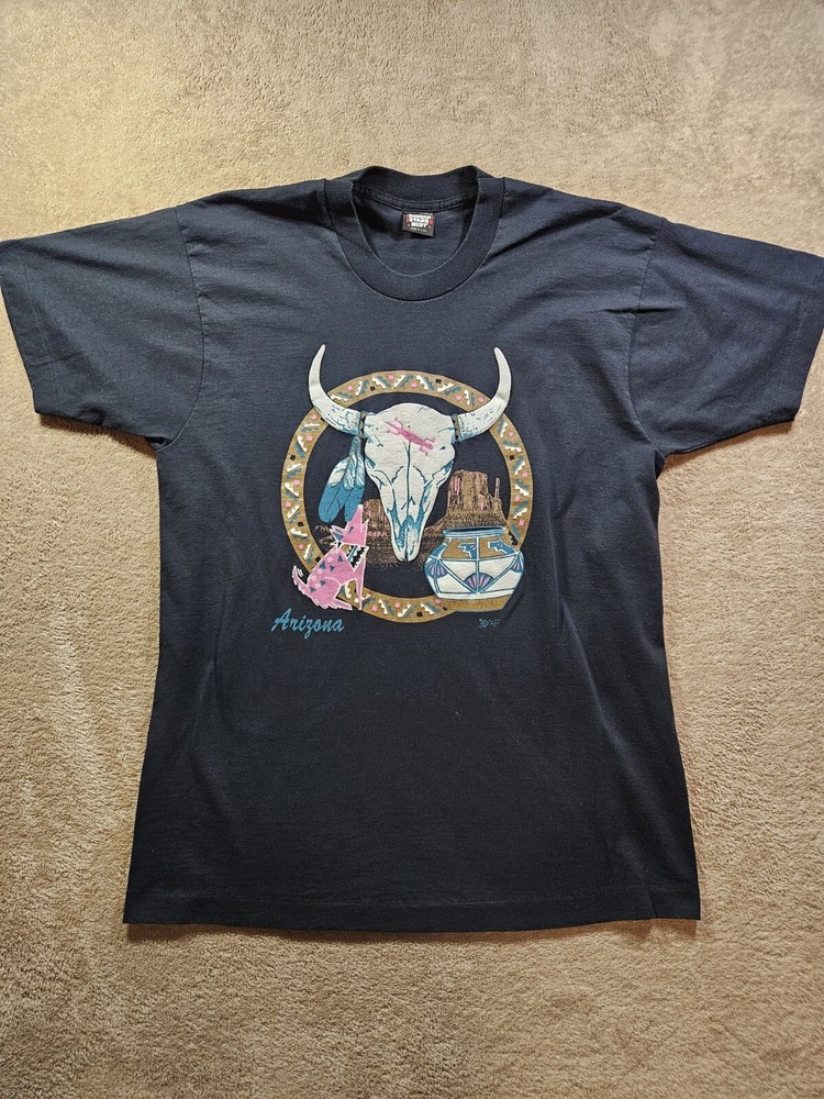 VTG 90s ARIZONA STEER SKULL T-Shirt Native American USA Made XL FAST SHIPPING