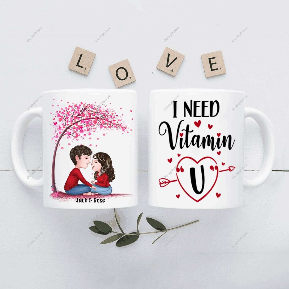 Custom Couple Valentine Mug Personalized I Need Vitamin U Gift  