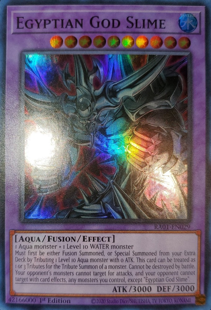 Yugioh Egyptian God Slime RA01-EN029 1st Edition Super Rare Near Mint Condition Trading Card