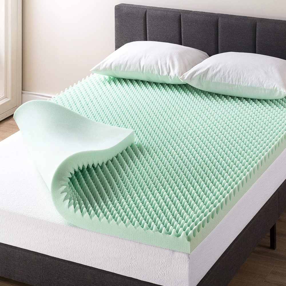 3 Inch Egg Crate Memory Foam Mattress Topper with Calming Aloe Infusion, Certipu