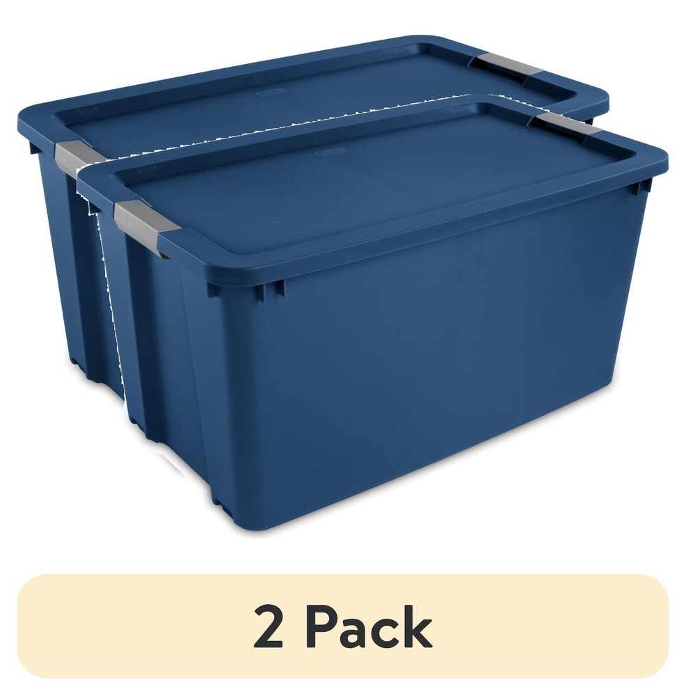 Hyper Tough 40 Gallon Clear Wheeled Storage Bin with Red Lid Stackable 5 High