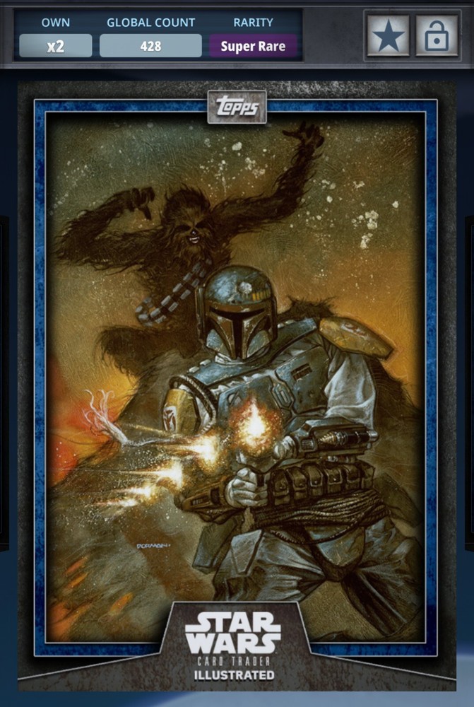 Topps Star Wars Card Trader Illustrated 2019 Blue CTI Chewbacca & Boba Fett