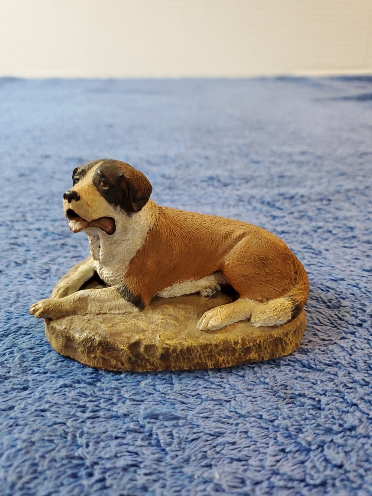 1979 Charles Earnhardt Hand Painted Saint Bernard Dog Miniature Bronze Figure