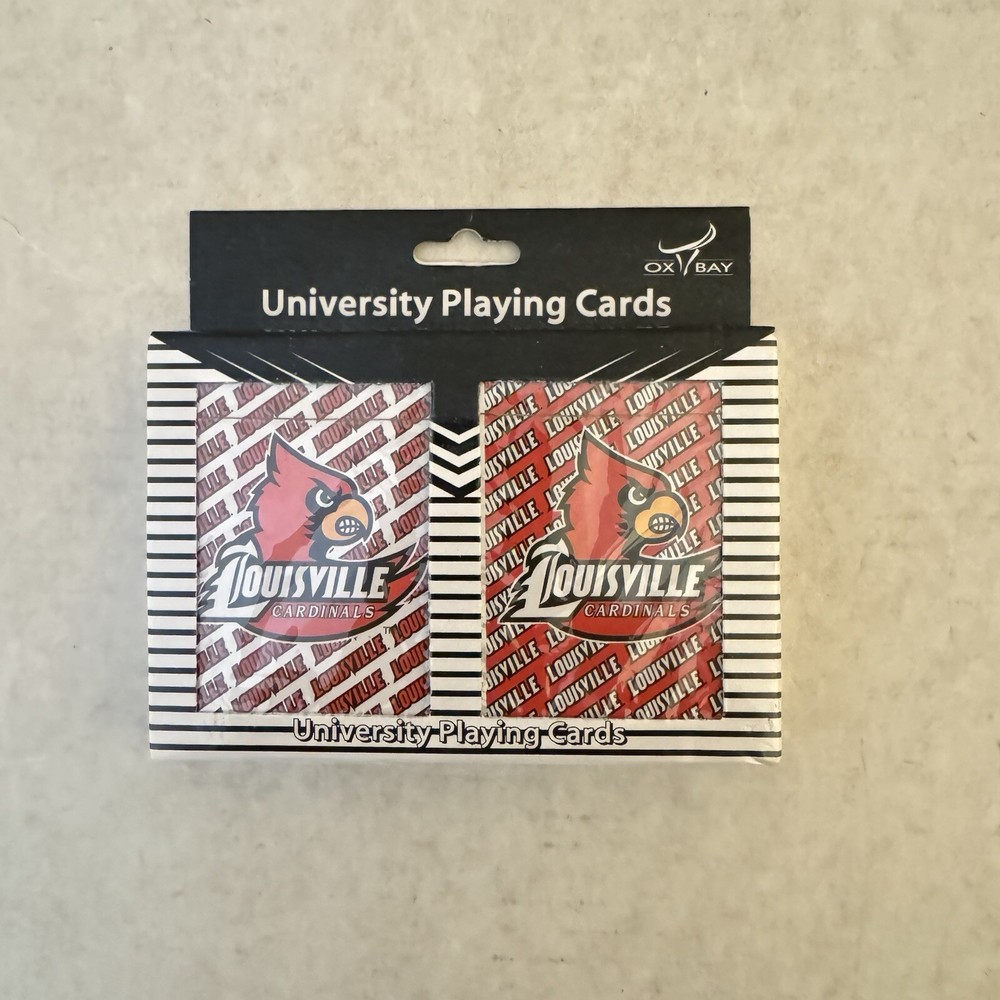 Louisville Cardinals Tarjetas de Juego OX BAY Sin Abrir Nuevo Paquete de 2 Fútbol NCAA