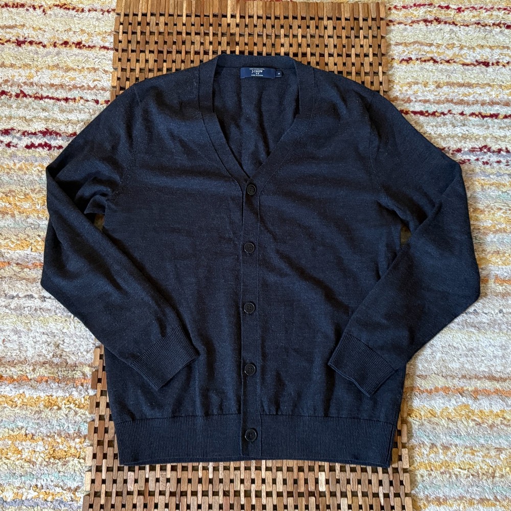 J. CREW Merino Wool Button Down Cardigan Sweater Grey Men's Medium M