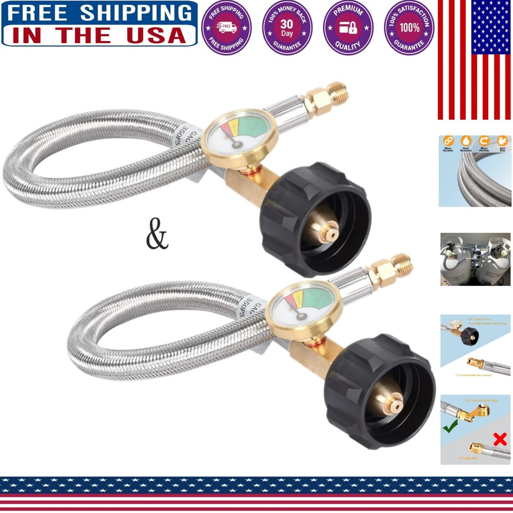 Durable 12-Inch Propane Hose with Gauge – Perfect for RV & Camping Use