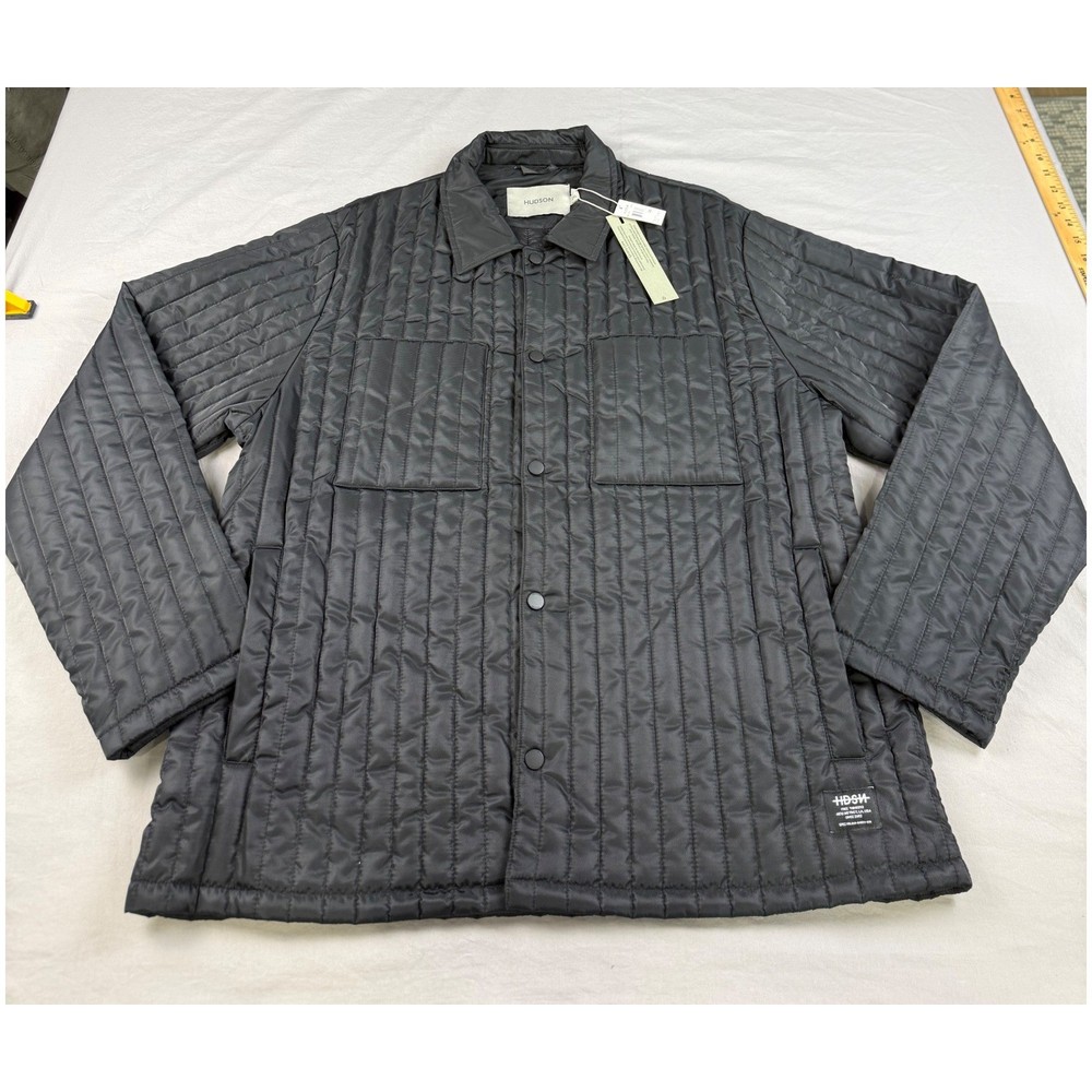 Hudson Mens Quilted Shirt Jacket Blk Insulated Snap Front HM-104F4 Size 2XL NEW