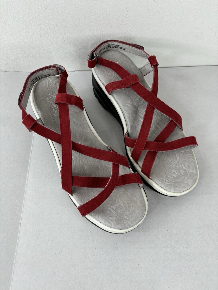 JAMBU Women's Ginger Memory Foam Strappy Wedge Sandals Size 6.5M Crisscross Design