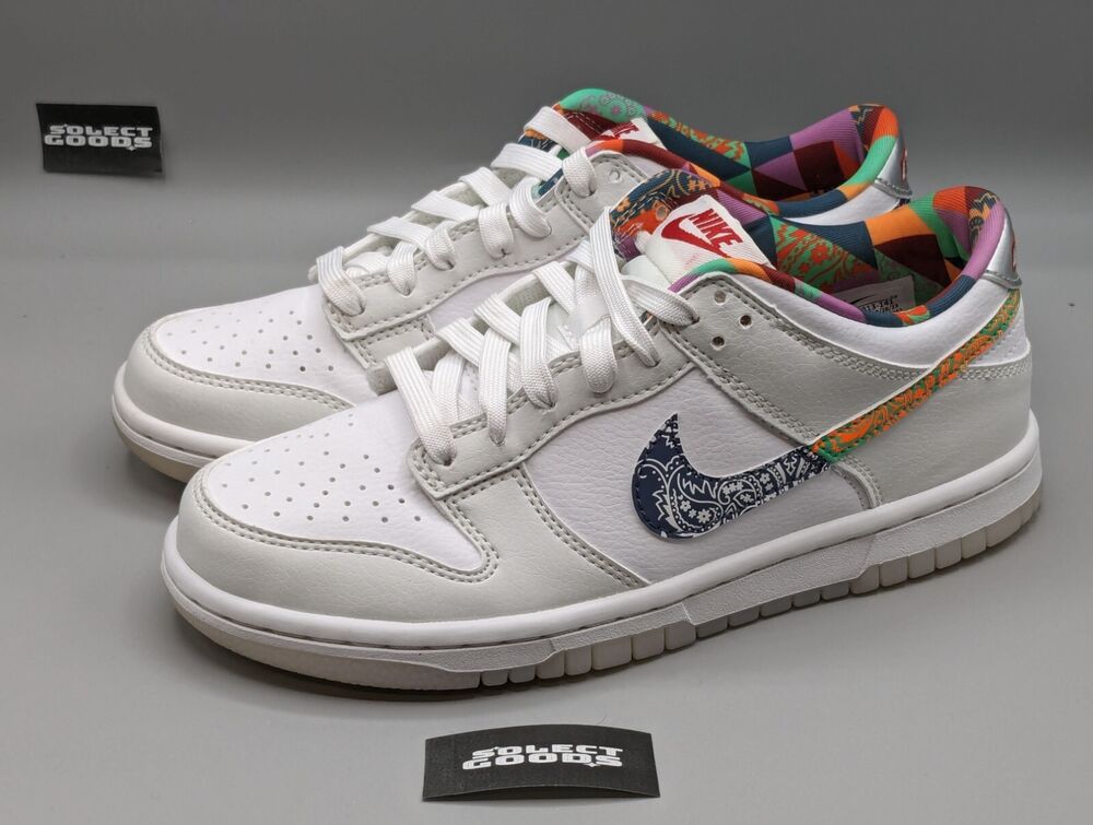 Nike Dunk Low Shoes White Multi-Color Paisley FN8913-141 Size 4.5Y Women Size 6
