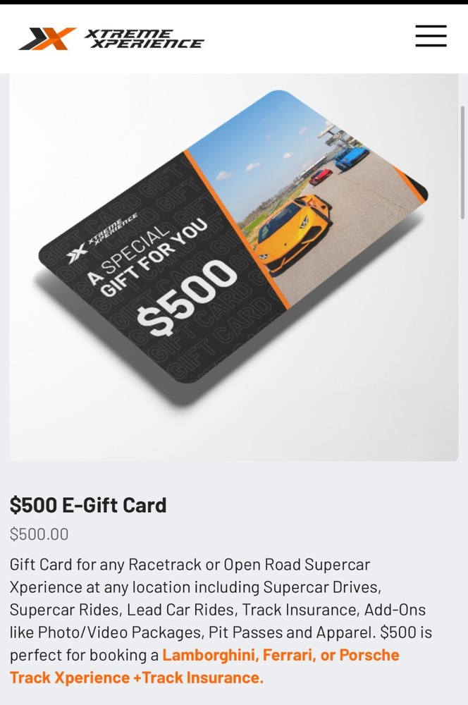 Unused Xtreme Xperience Driving Voucher - $500 Value - Exp 2027-image