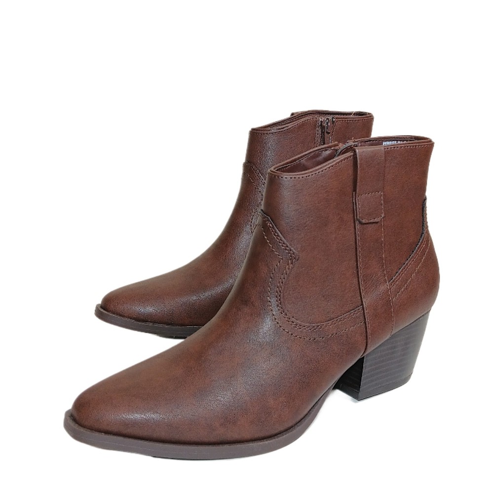 Style & Co Womens Brown Faux Leather Western Ankle Boots Size 8.5 New