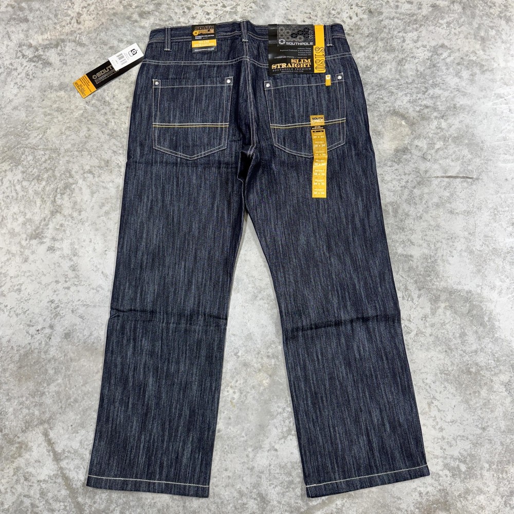 Southpole Jeans Mens 38x30 Blue Dark Wash Denim Slim Straight Southpole Premium