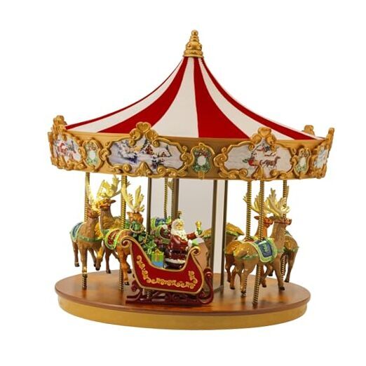 Very Merry Carousel Musical Animated Indoor Christmas Decoration, 12 Inch, Red