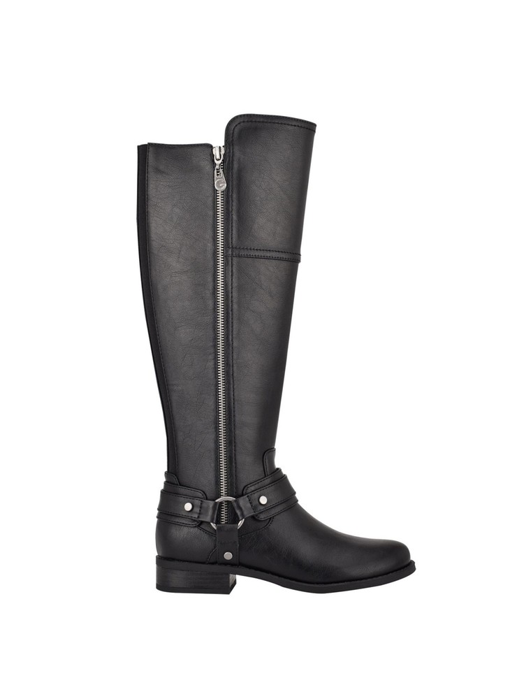 GBG LOS ANGELES Womens Black Flex Back Gold-Tone Harlea Riding Boot 6.5 M WC