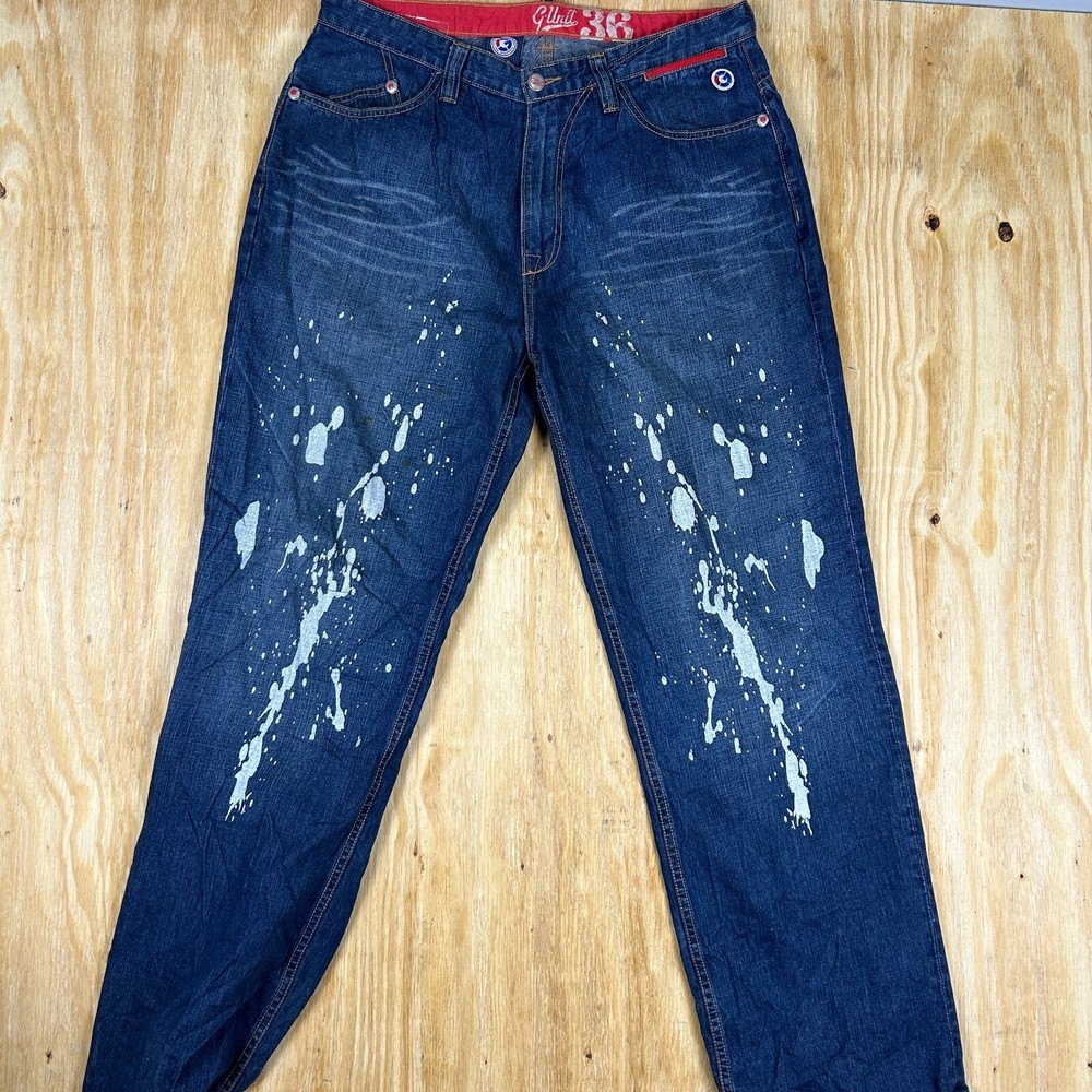 G-Unit Denim Jeans Paint Splatter Hip Hop Baggy Cotton Men’s Size 36x34 Y2K