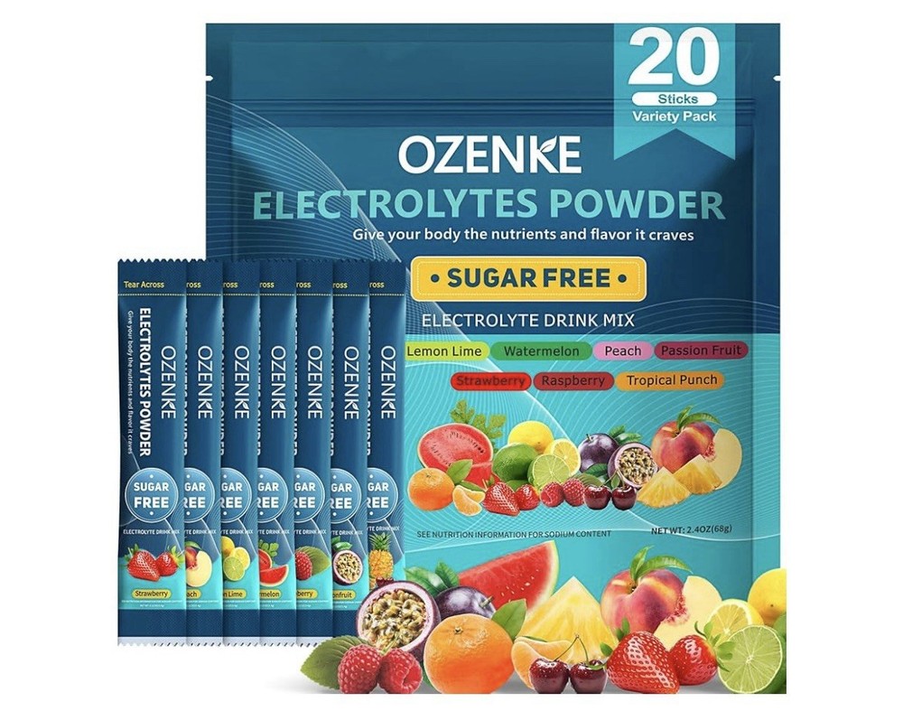 OZENKE Sugar-Free Hydration Powder with Electrolytes Variety Pack 20 Sticks