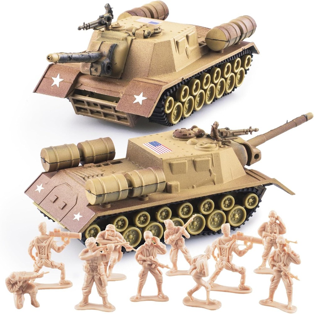U.S Army Tank and Men Toys Playset, 2pc US Tank-1 Models with 10pc Toy...
