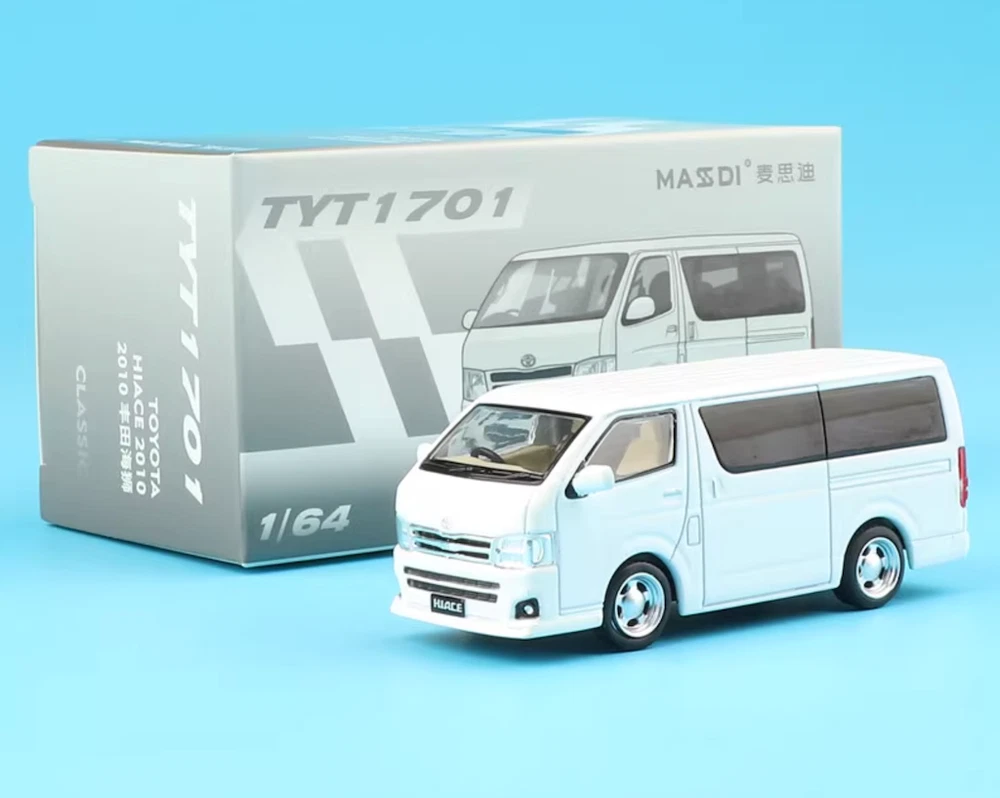 Masdi 1:64 2010 White Hiace Mini Van MPV Sports Model Diecast Metal Car