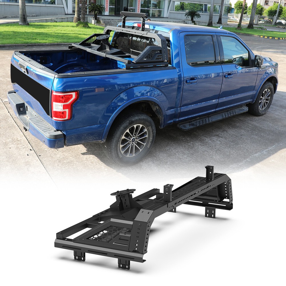 Full-Size Bed Rack Roll Bar with Spare Tire Carrier for 2019-2025 Ford Ranger Steel Frame-image