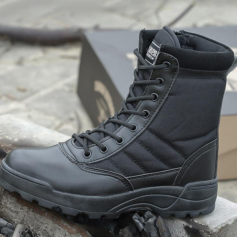 Men Military Tactical Ankle Boots Desert Combat Army Hiking High Top Shoes
