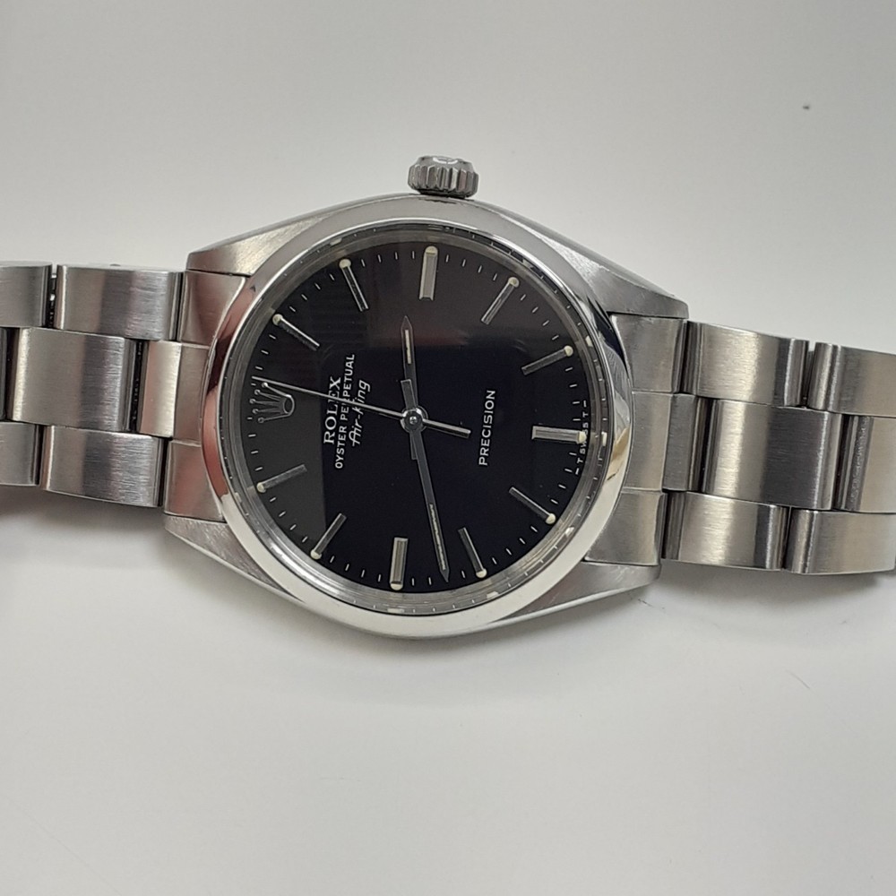Rolex Air King 5500 34mm Black Dial Oyster Steel Men's Watch 1982 Vintage