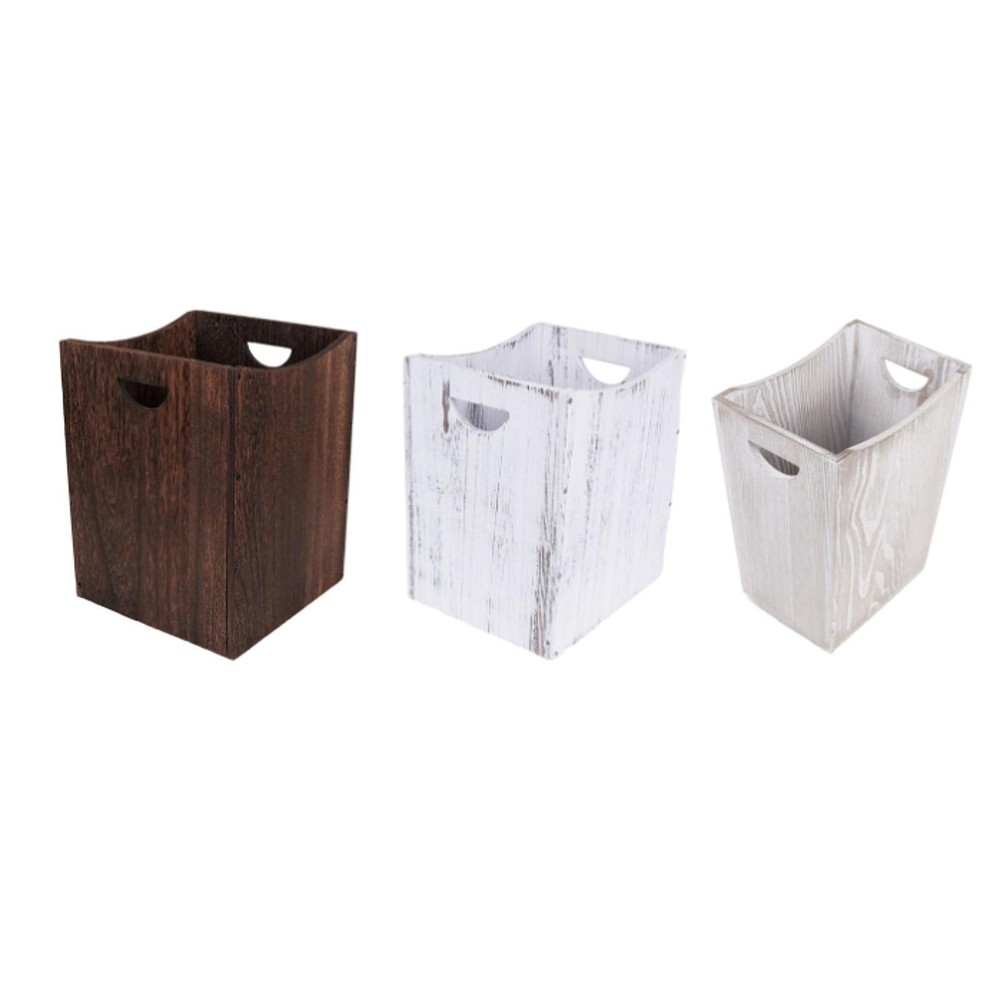 Wastebasket Small Garbage Can Rectangle Lightweight Desk Bin Rutic with Handle