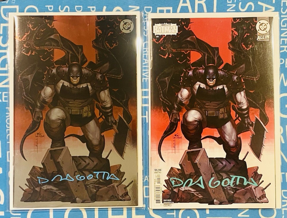 Absolute Batman #1 Foil Variant & Card Stock Set Signed~Dragotta 10th Print NM