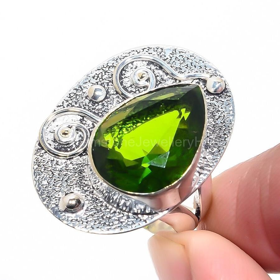 Christmas Sale peridot Gemstone 925 Sterling Silver August New Ring Jewelry US 7-image