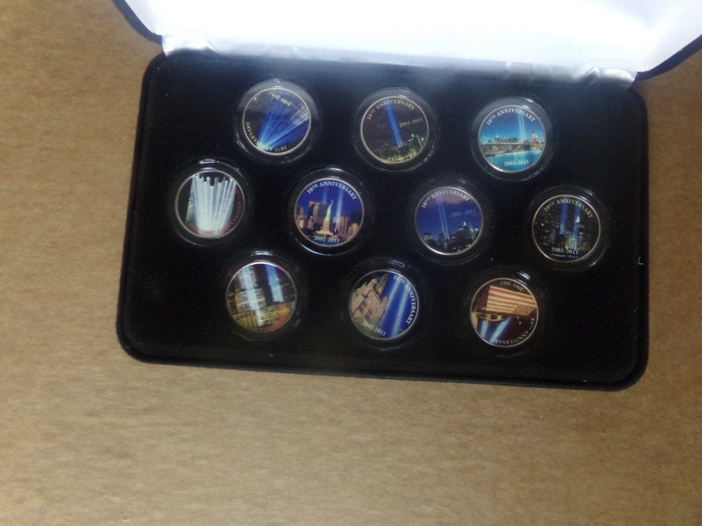 Nice Set Colorized 10th Ann. 9/11 2001 Quarters National Collector's Mint