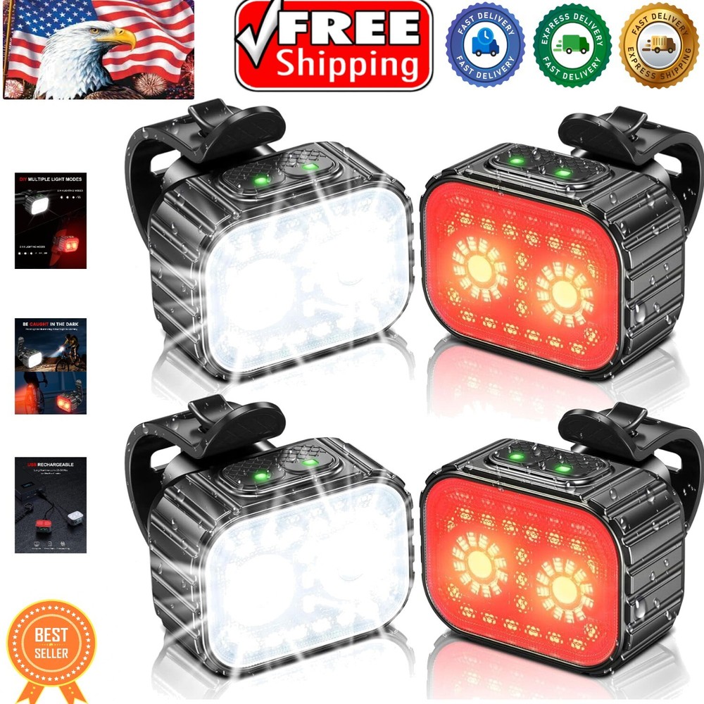 Super Bright Rechargeable Bike Lights Set - 58H Battery Life & Waterproof