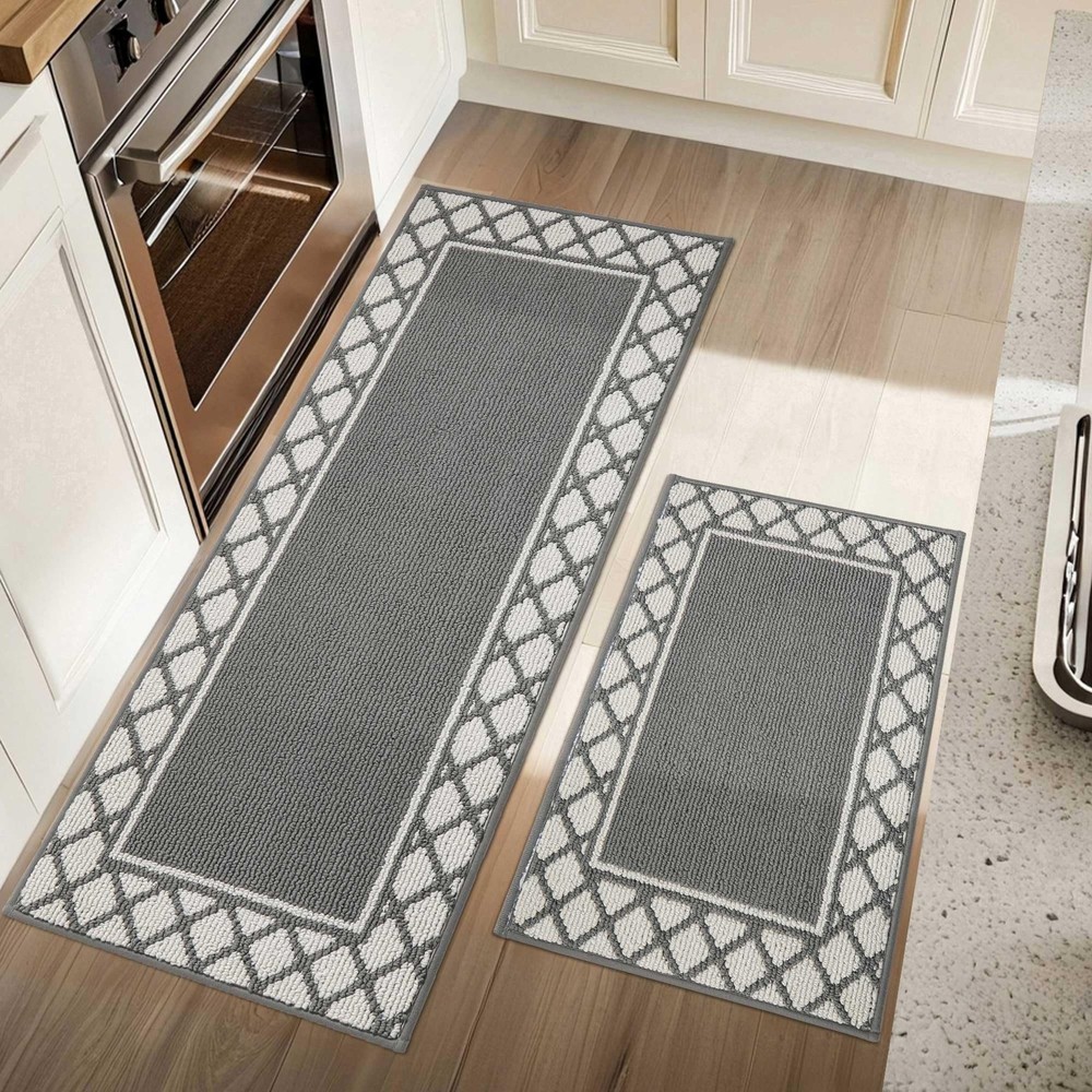 Washable Kitchen Rugs Sets of 2 Non-Slip Kitchen Mats for Floor Absorbent Kit...