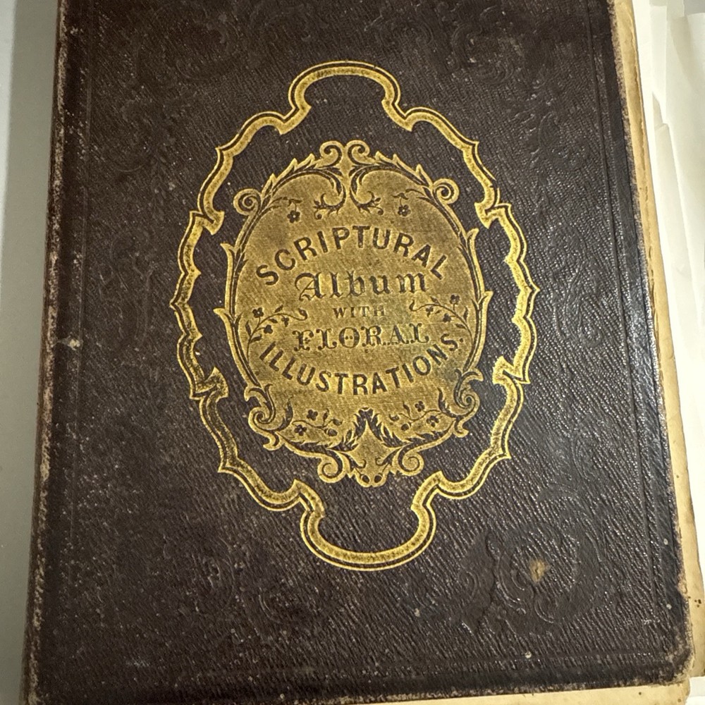 Scriptural Album With Floral Illustrations Early To Mid 1800s Exquisite!