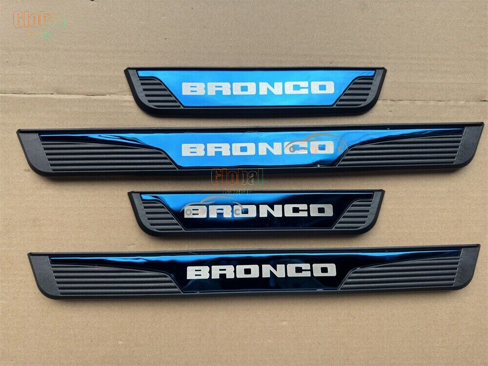 Blue Car Door Sill Scuff Plate Protector Trim For Ford Bronco Accessories Cover