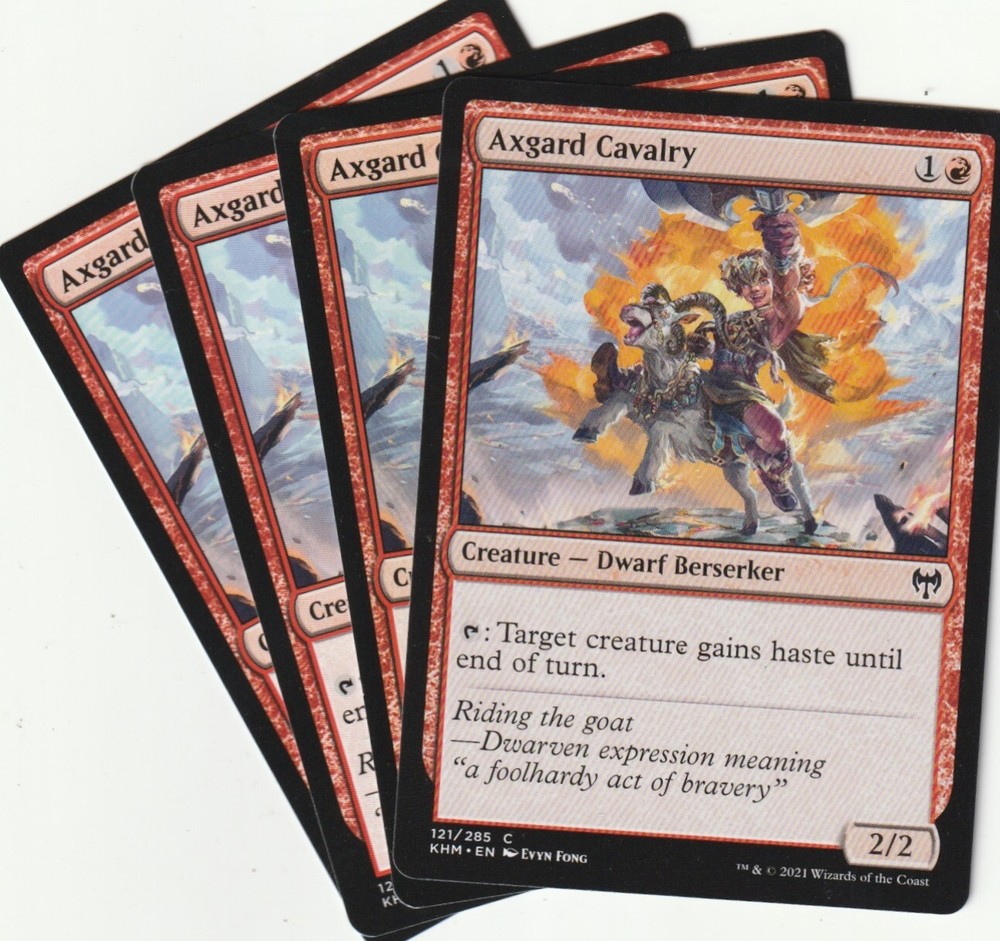 4 MTG Axegard Cavalry Red Creature Card Playset - Magic: The Gathering Kreatur